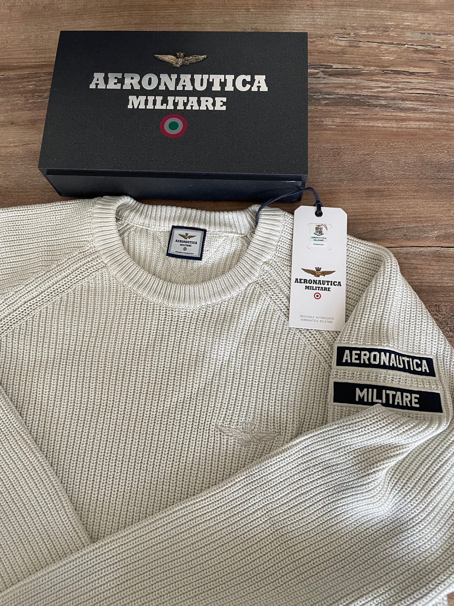 Aeronautica Militare maglione Uomo bianco ghiaccio costa inglese