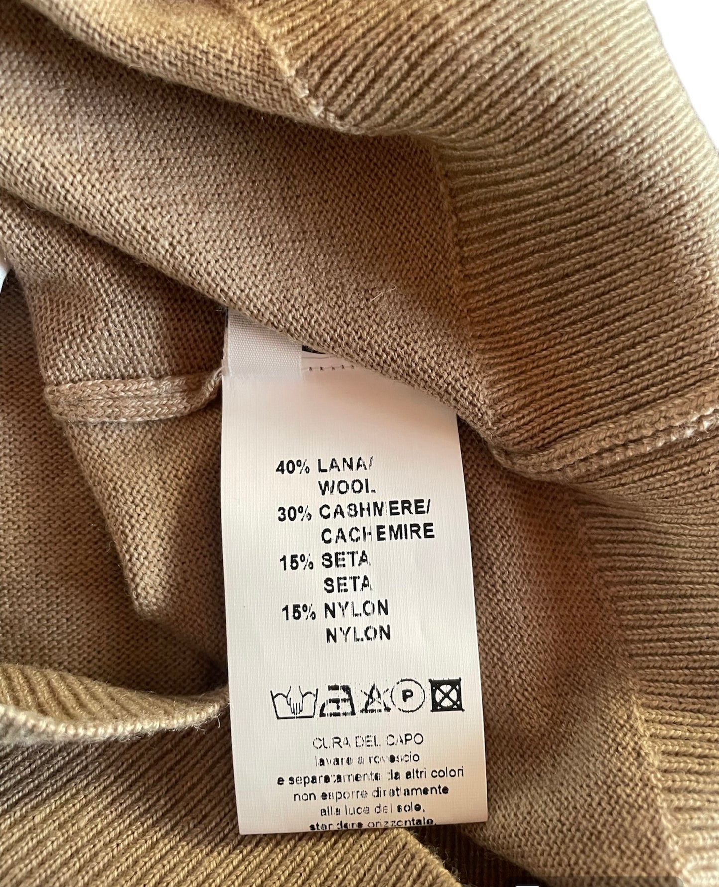 Maglia Uomo Cashmere Company Beige Sabbia Girocollo - Cashmere e Lana Made in Italy