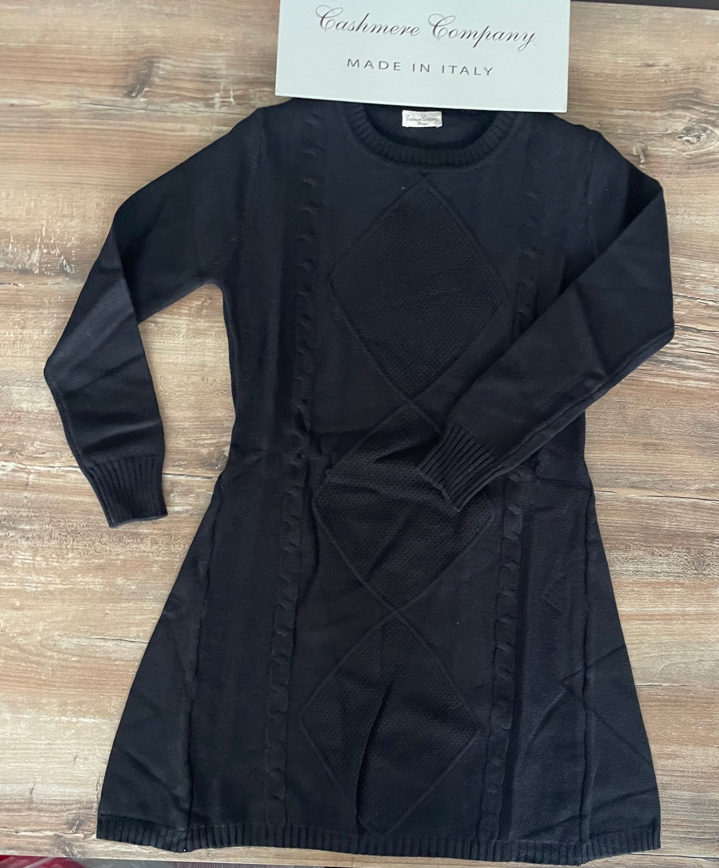 Vestito Nero Donna Cashmere - Elegante Corto Lana Made in Italy