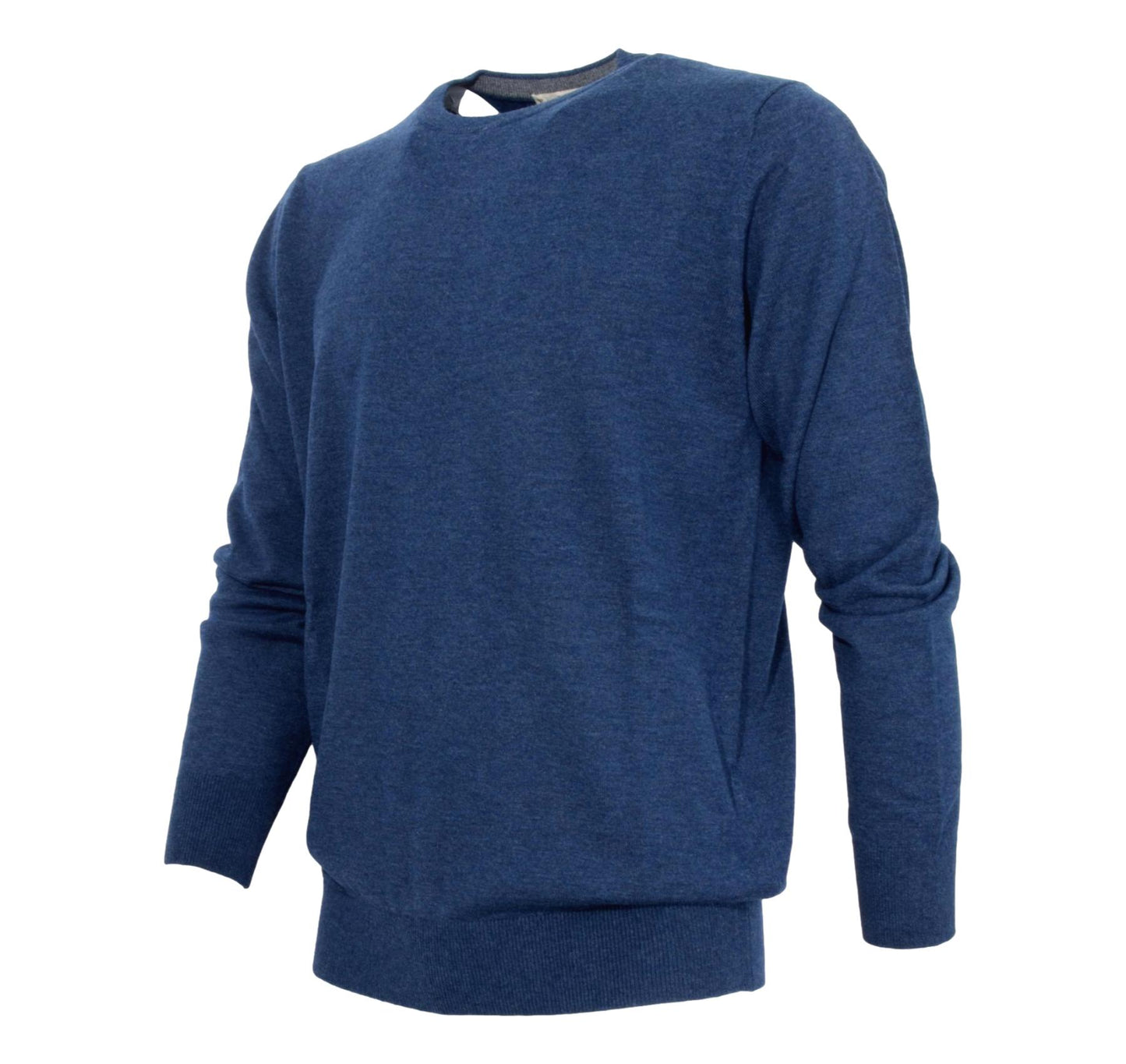 Cashmere Company maglia uomo Blu Denim girocollo Cashmere lana e seta