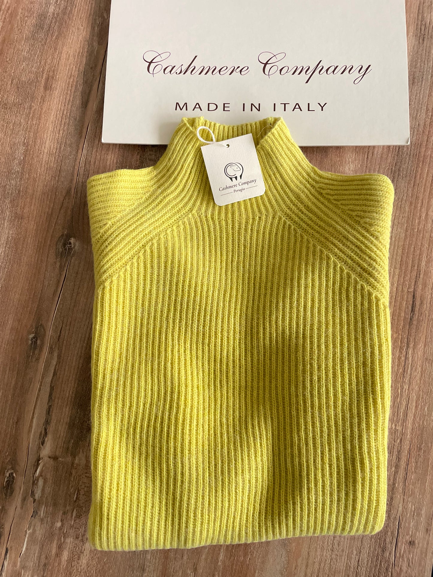 Cashmere Company Maglia Dolcevita Donna Giallo Lime Costa Inglese Lana e alpaca - Made in Italy