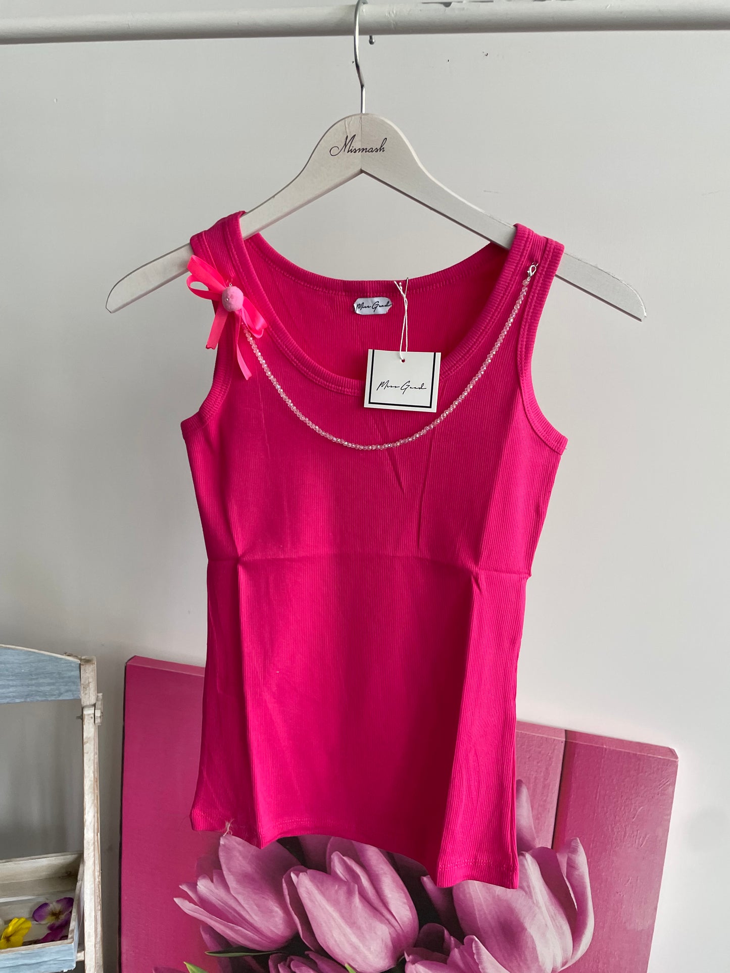 Top Donna Elegante con Collana Integrata - Canotta Multicolore Glamour Made in Italy