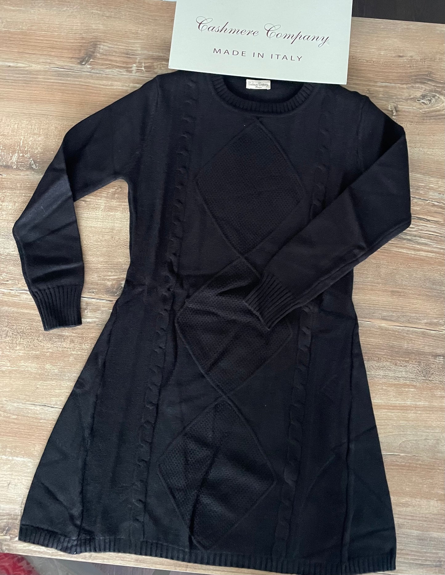 Vestito Nero Donna Cashmere - Elegante Corto Lana Made in Italy