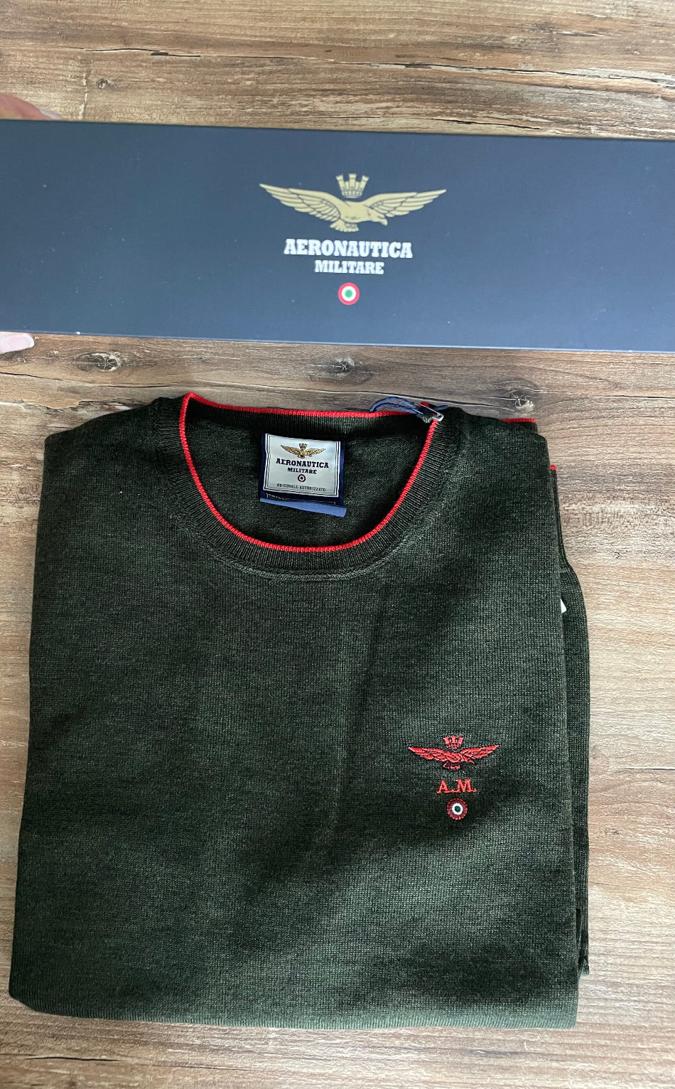 Aeronautica Militare Maglia Uomo Verde in Lana Merino | Calda e confortevole per l'inverno