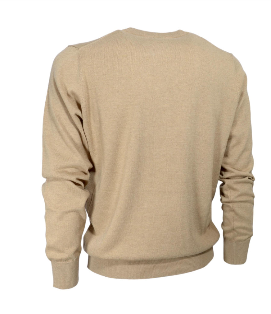 Maglia Uomo Cashmere Company Beige Sabbia Girocollo - Cashmere e Lana Made in Italy