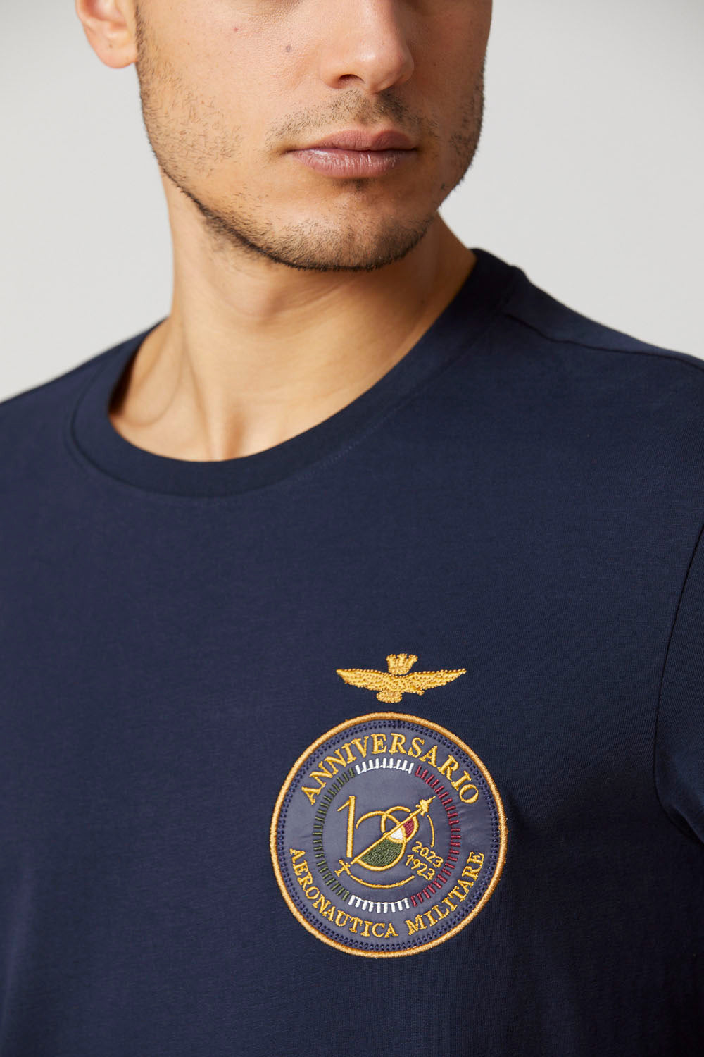 T-shirt Uomo Blu Aeronautica Militare Edizione Centenario - Manica Lunga Cotone Made in Italy