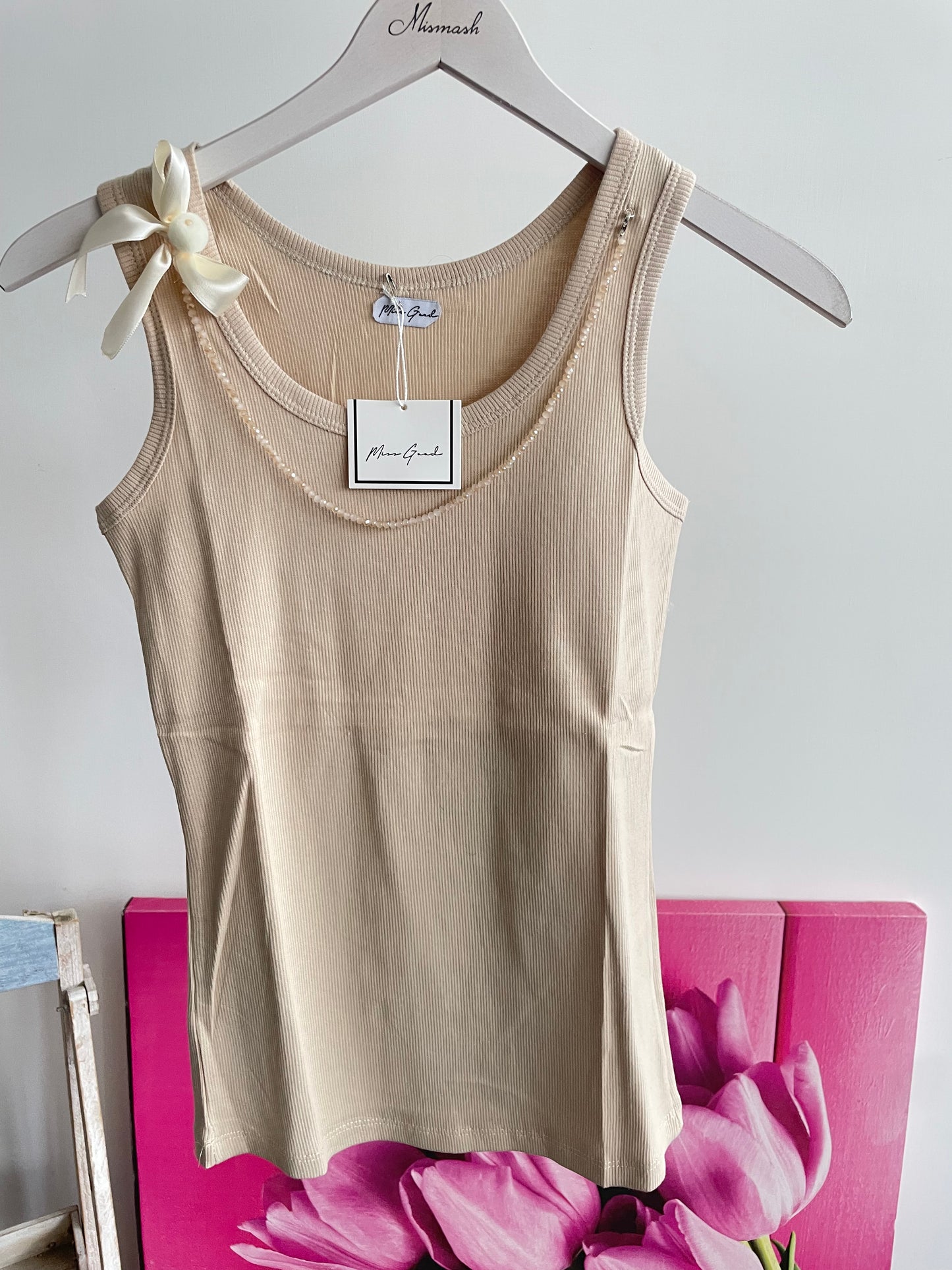 Top Donna Elegante con Collana Integrata - Canotta Multicolore Glamour Made in Italy