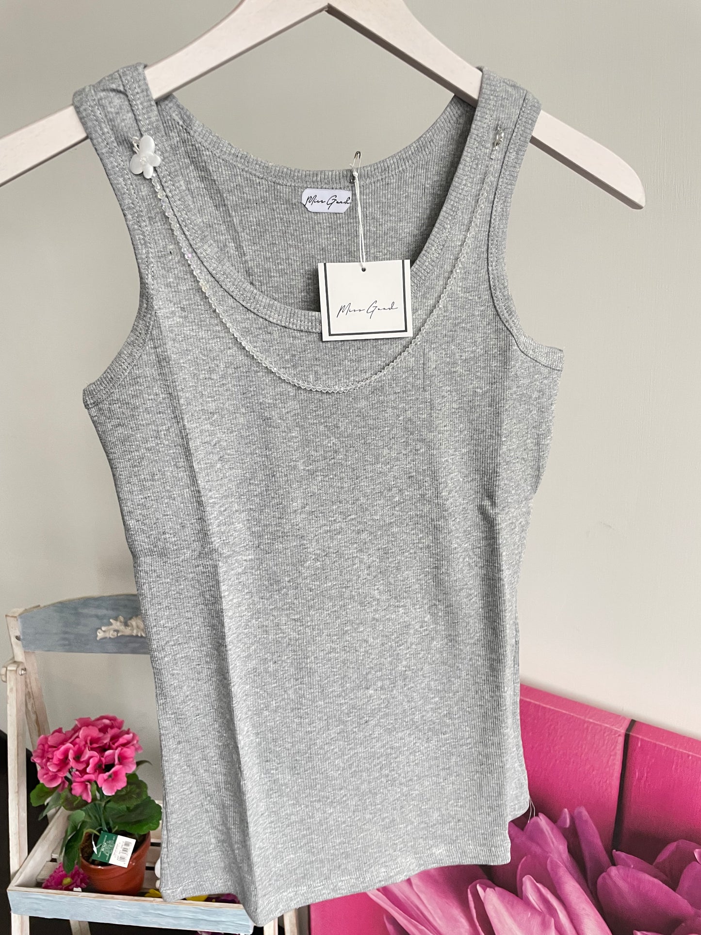 Top Donna Elegante con Collana Integrata - Canotta Multicolore Glamour Made in Italy