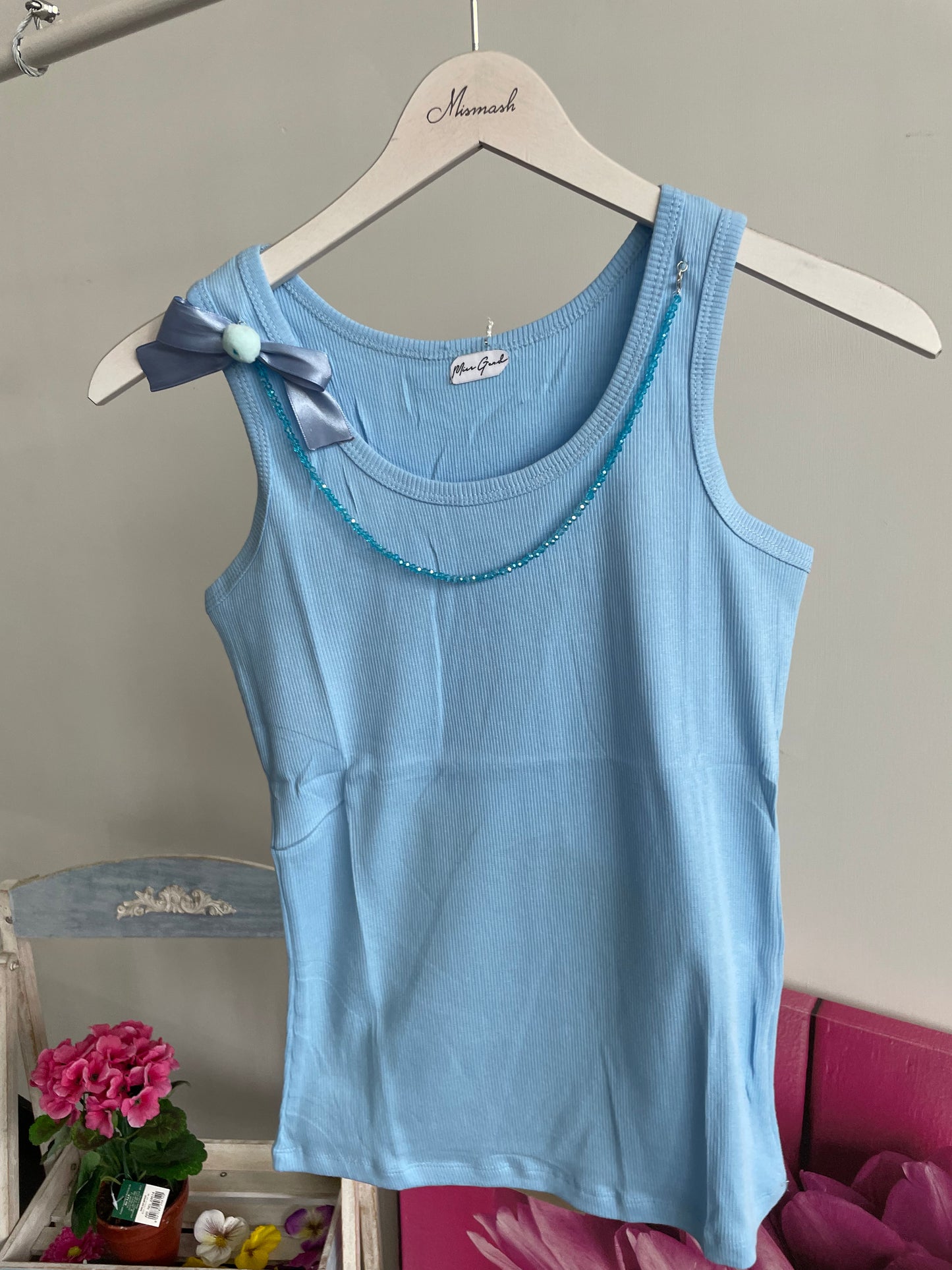 Top Donna Elegante con Collana Integrata - Canotta Multicolore Glamour Made in Italy