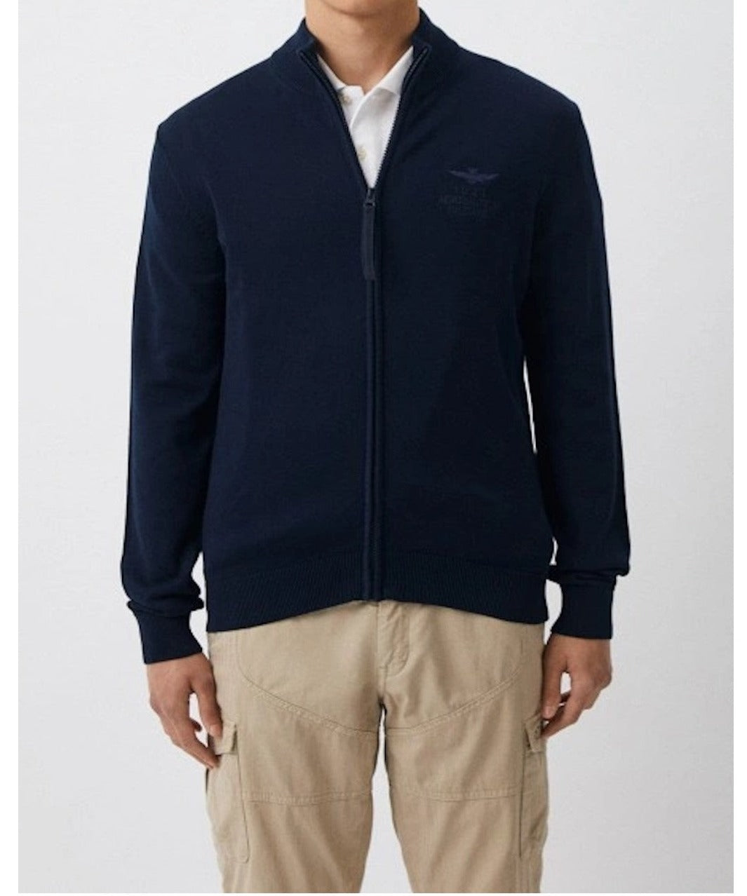 Aeronautica Militare maglione uomo zip Blu Scuro 100% cotone SC50%