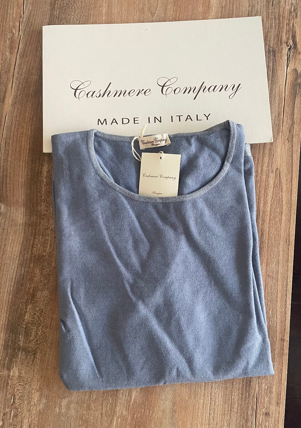 Cashmere Company maglia donna girocollo azzurro sc-50%maxi lurex