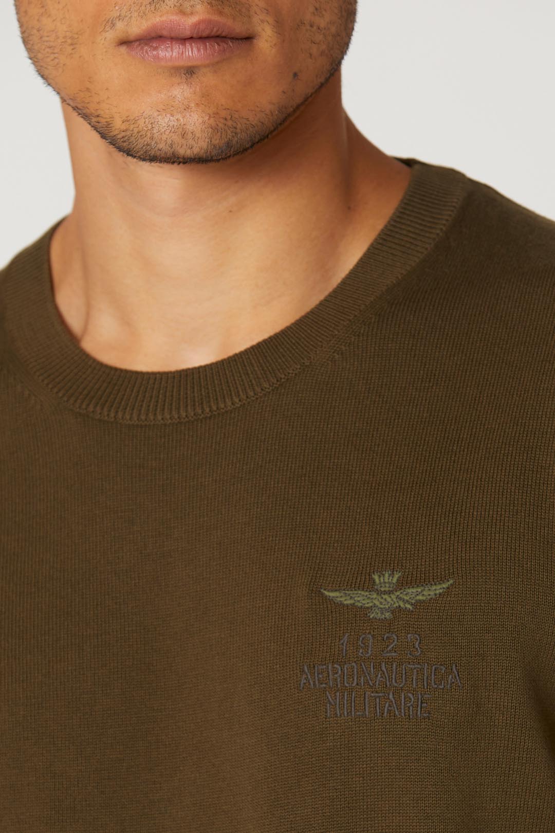 Aeronautica Militare maglione uomo verde militare 100% cotone SC50%