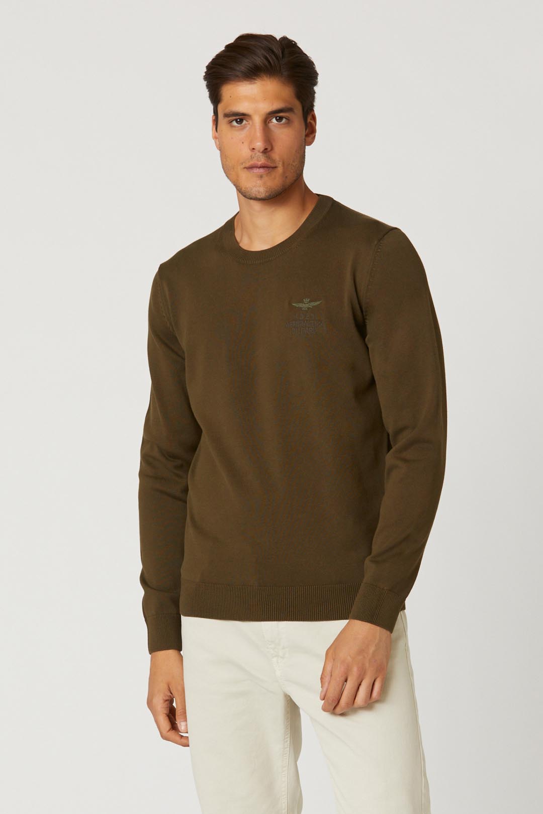 Aeronautica Militare maglione uomo verde militare 100% cotone SC50%