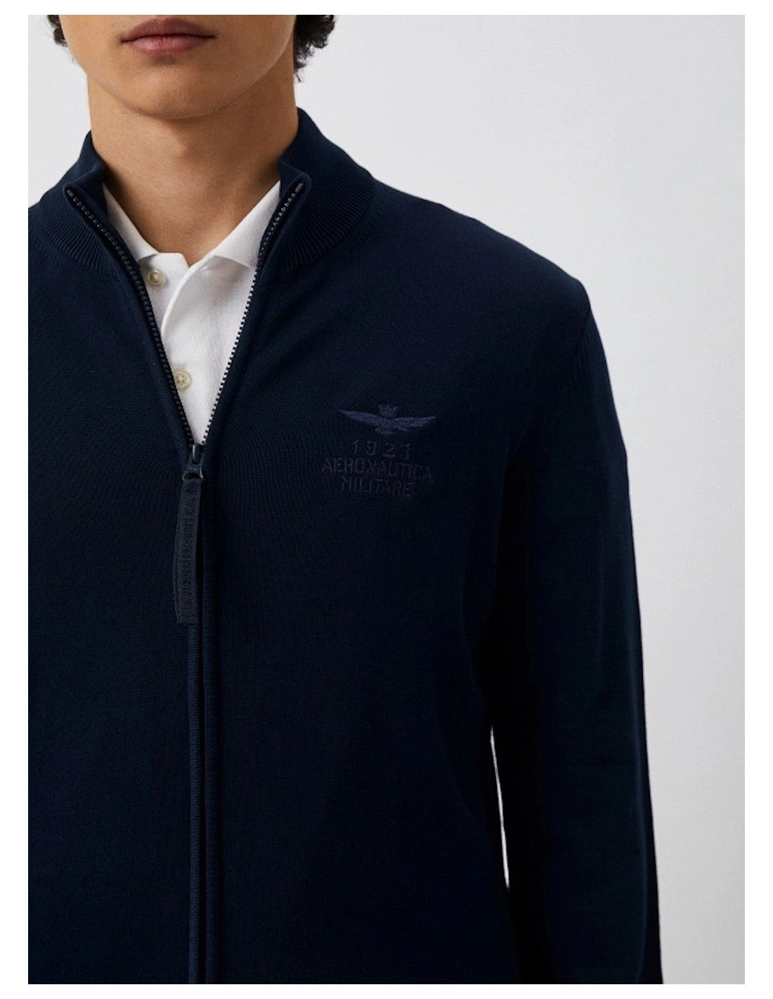 Aeronautica Militare maglione uomo zip Blu Scuro 100% cotone SC50%