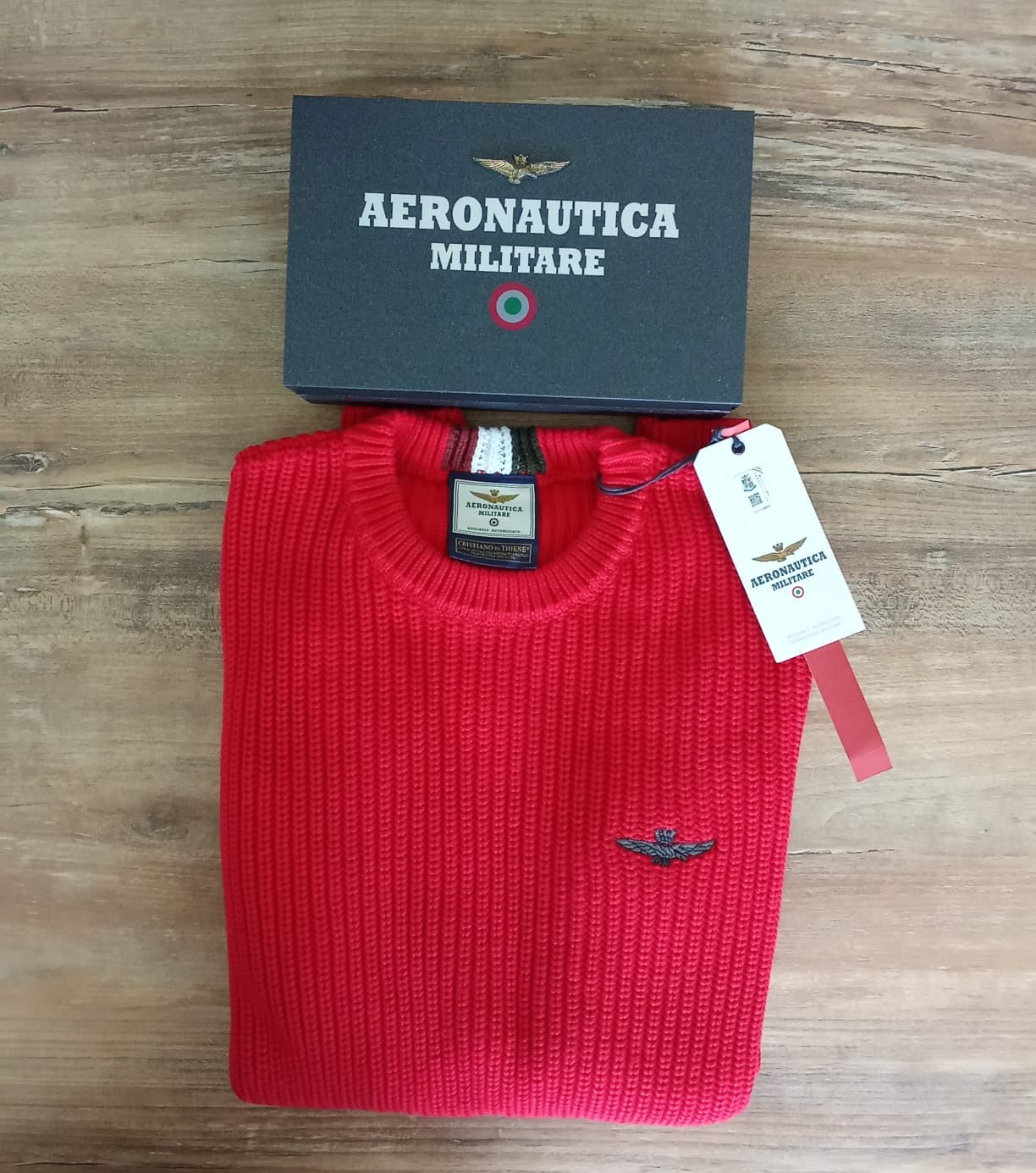 Aeronautica Militare maglia rosso costa inglese cotone , girocollo