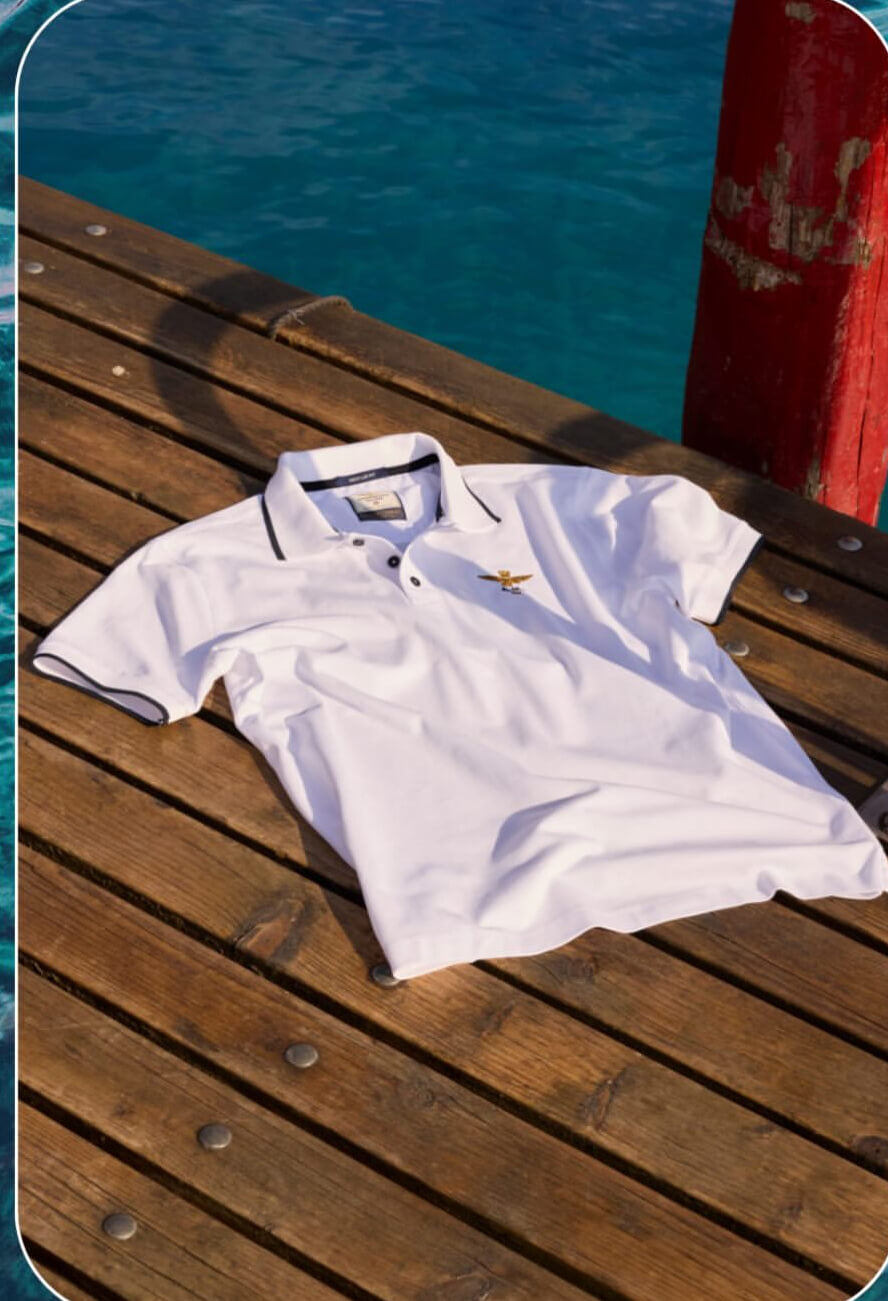Aeronautica Militare polo uomo bianco manica corta , cotone, polo estiva