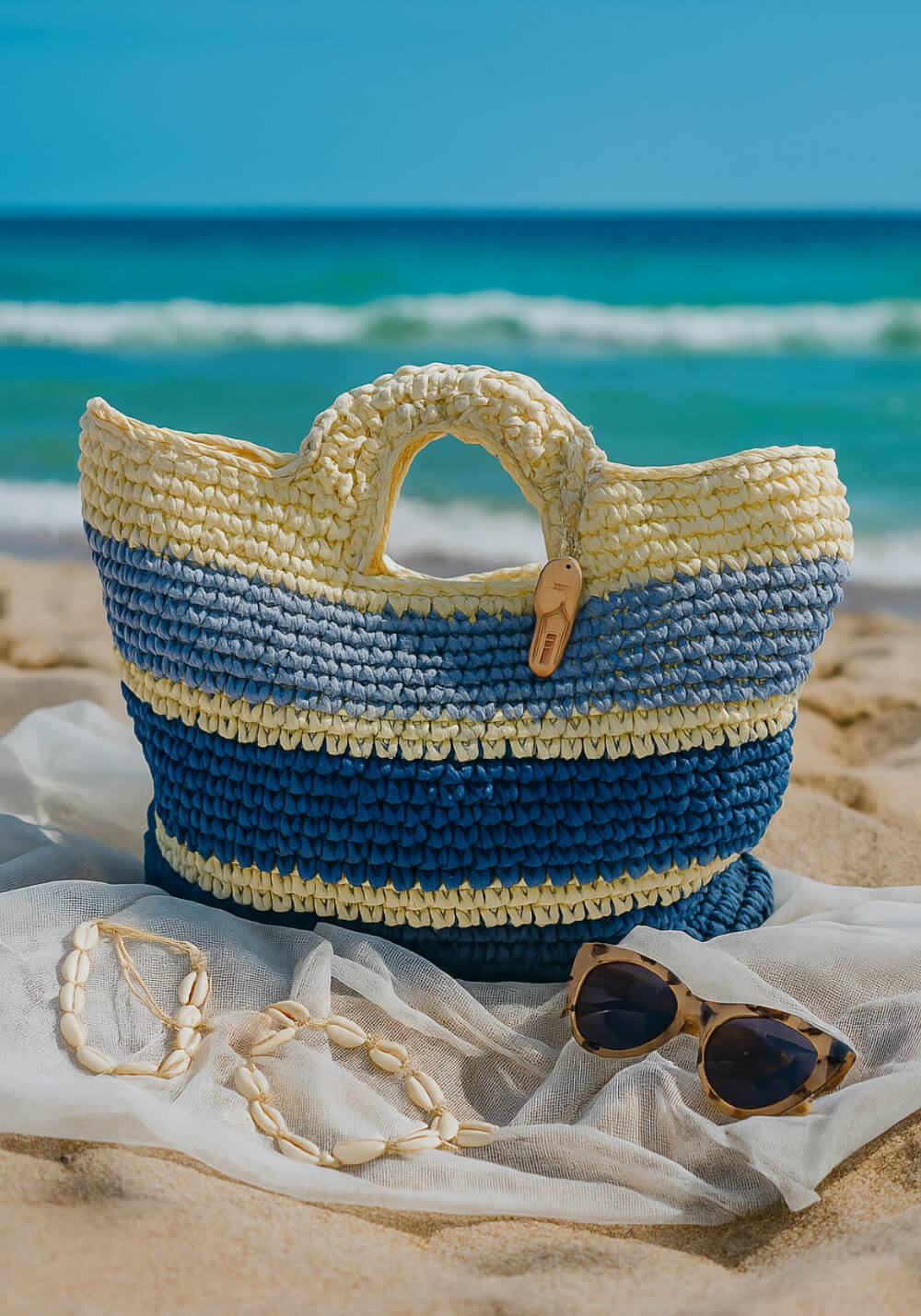 Borsa mare donna blu azzurro celeste con manico
