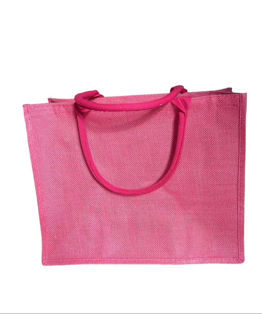 Borsa mare grande spiaggia in tela juta con manico, fuxia, interno plastificato da renderla impermeabile, adatta per il mare, spiaggia e barca