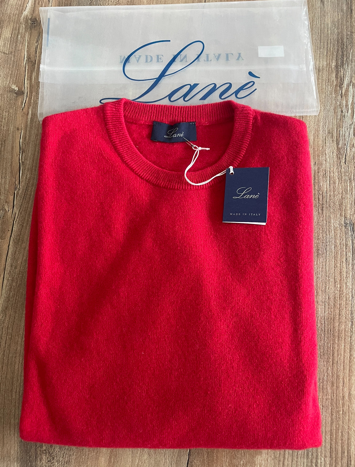 Lanè maglia uomo rosso girocollo Cashmere e Lana