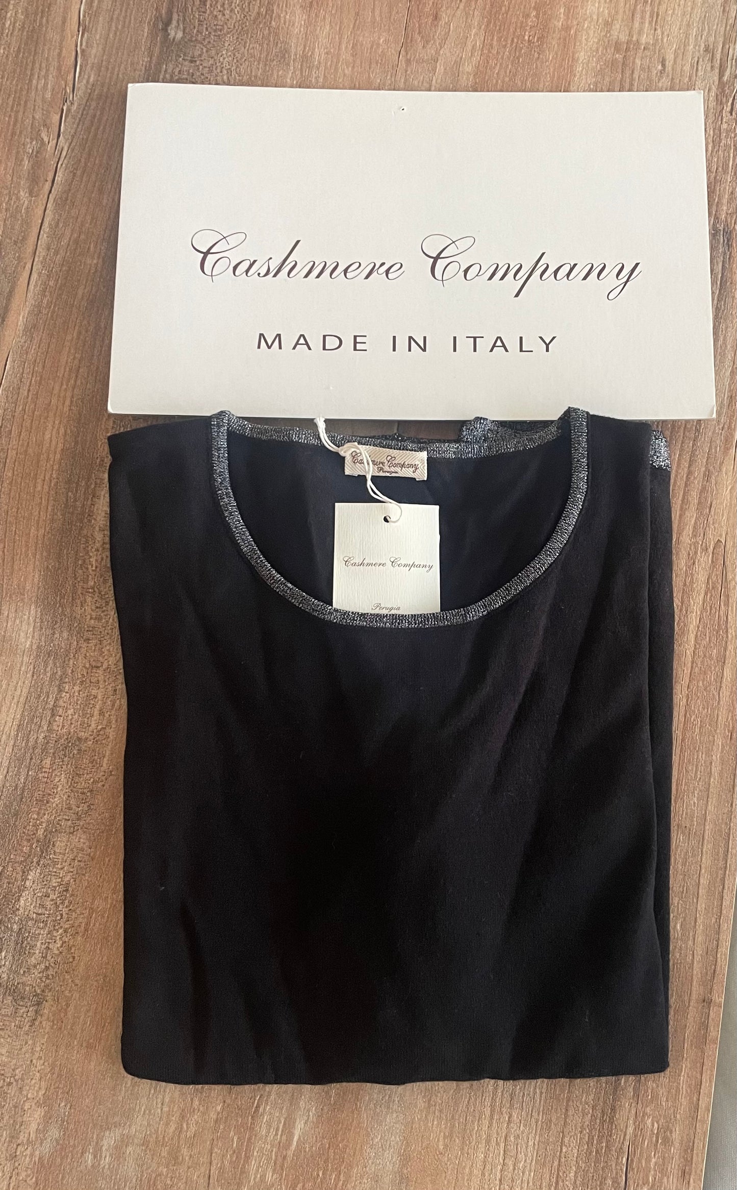 Cashmere Company maglia donna nero sc-50% girocollo maxi lurex