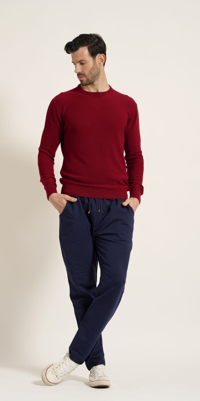 Cashmere Company maglia uomo girocollo Bordeaux cashmere lana