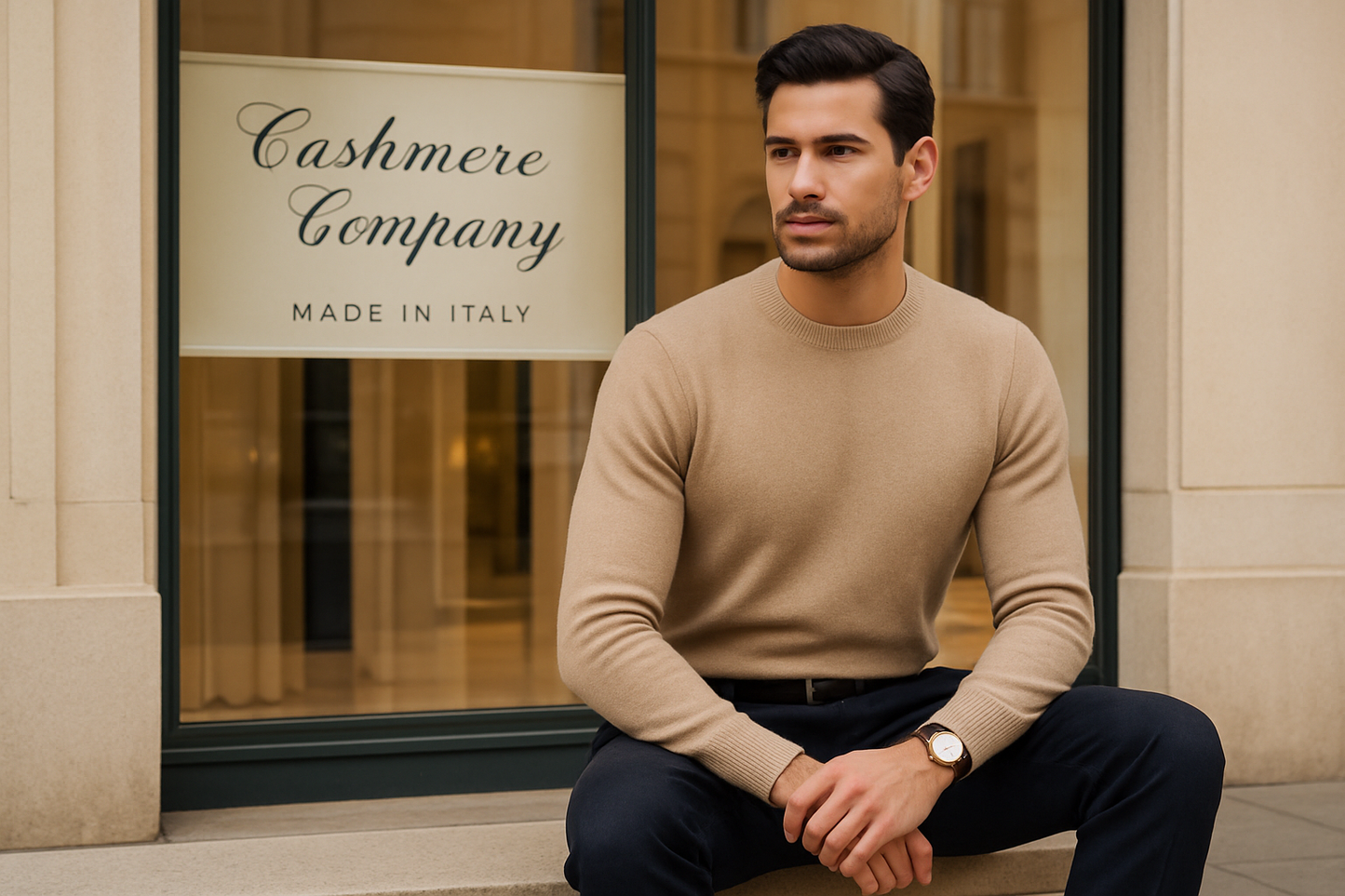 Cashmere Company - Girocollo Uomo Beige Sabbia Luxury
"Look professionale seduto