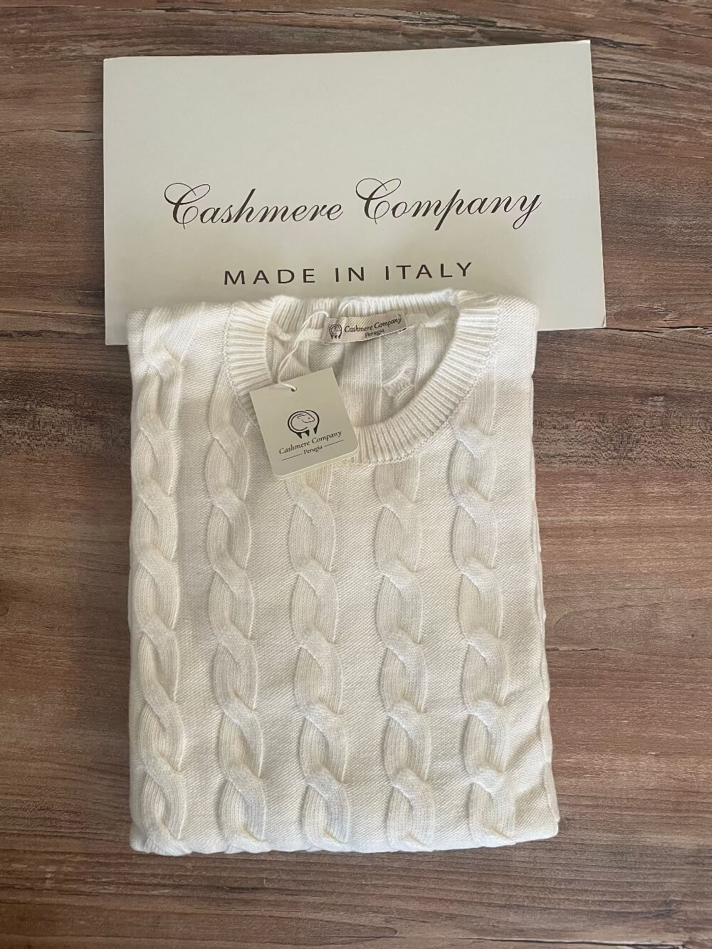 Cashmere Company maglia donna bianco girocollo lana e cashmere made in italy
