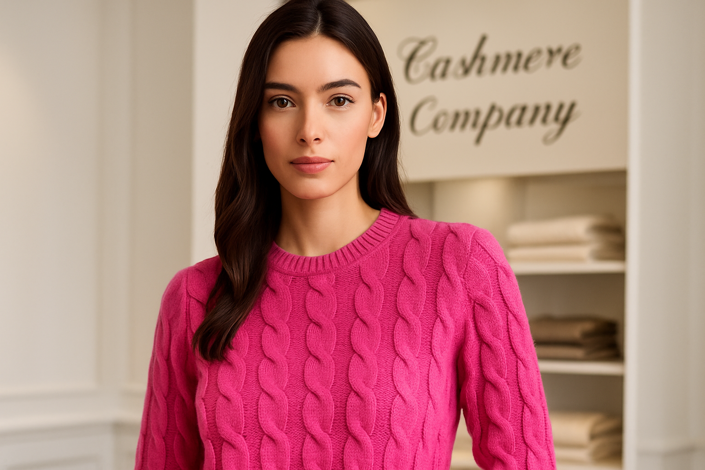 Cashmere Company maglia donna fuxia girocollo Cashmere e lana made in Italy