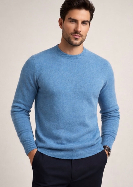 Cashmere Company maglia uomo azzurro Cashmere lana e seta girocollo Made in Italy