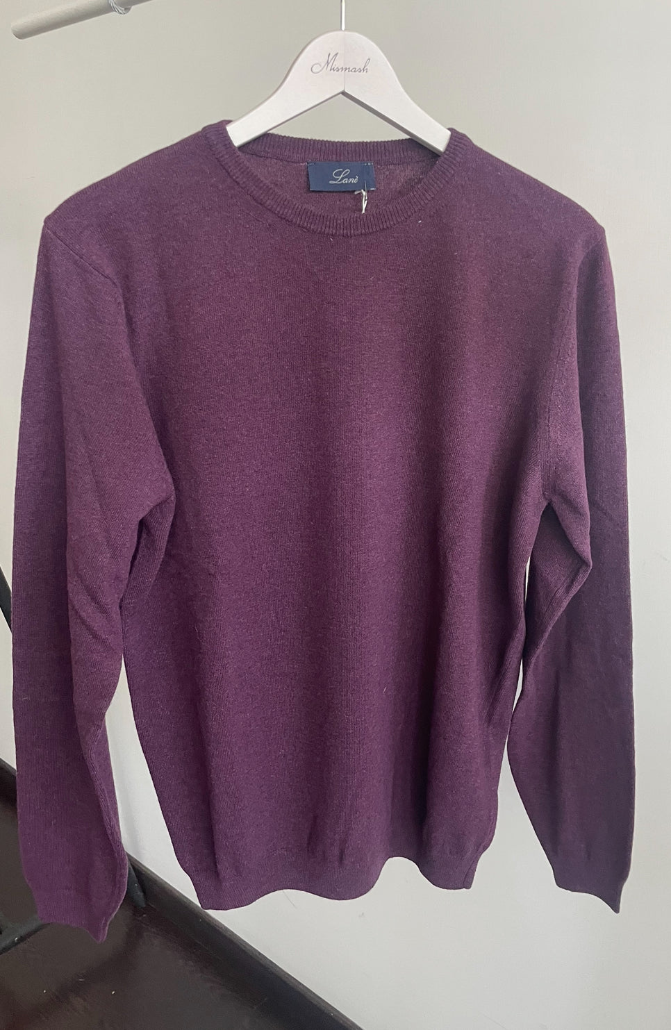 Lané maglia uomo prugna girocollo Cashmere e lana Made in Italy