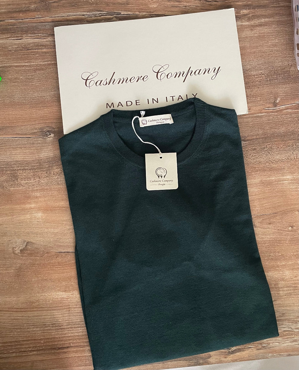 Cashmere Company maglia uomo verde girocollo Lana Cashmere Cotone