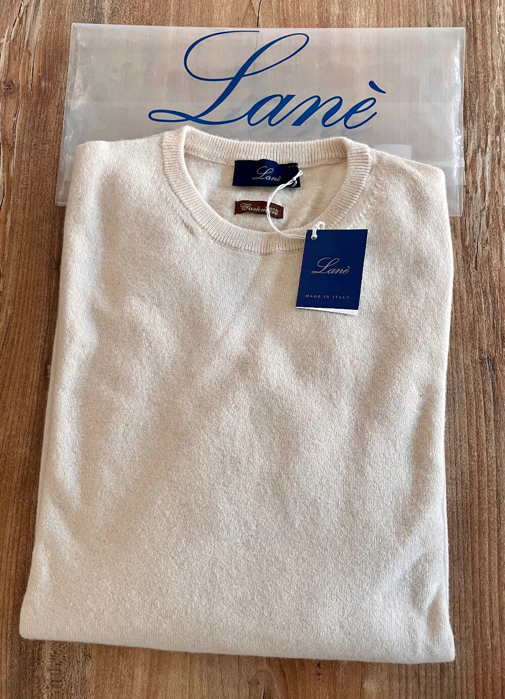 Lané maglia uomo girocollo sabbia Cashmere e lana Made in Italy