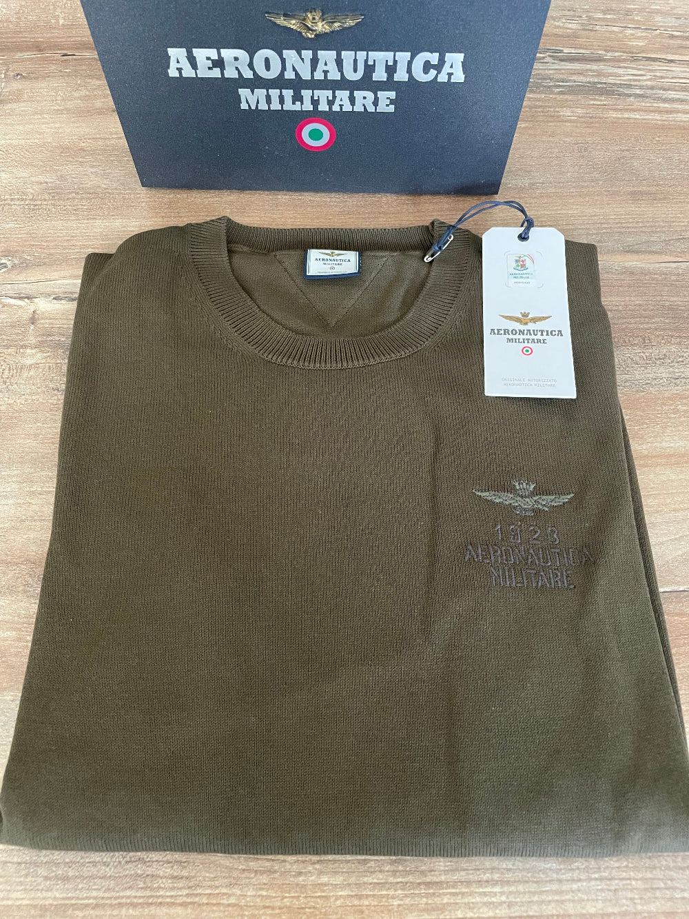Aeronautica Militare maglione uomo verde militare 100% cotone SC50%
