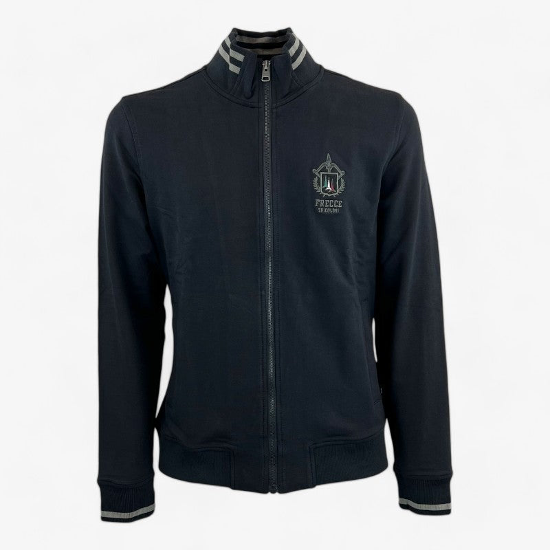 Felpa Uomo Aeronautica Militare Frecce Tricolori Full Zip Nero Blu Premium - Collezione Ufficiale
