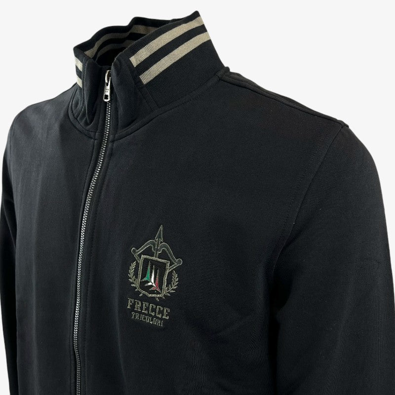 Felpa Uomo Aeronautica Militare Frecce Tricolori Full Zip Nero Blu Premium - Collezione Ufficiale