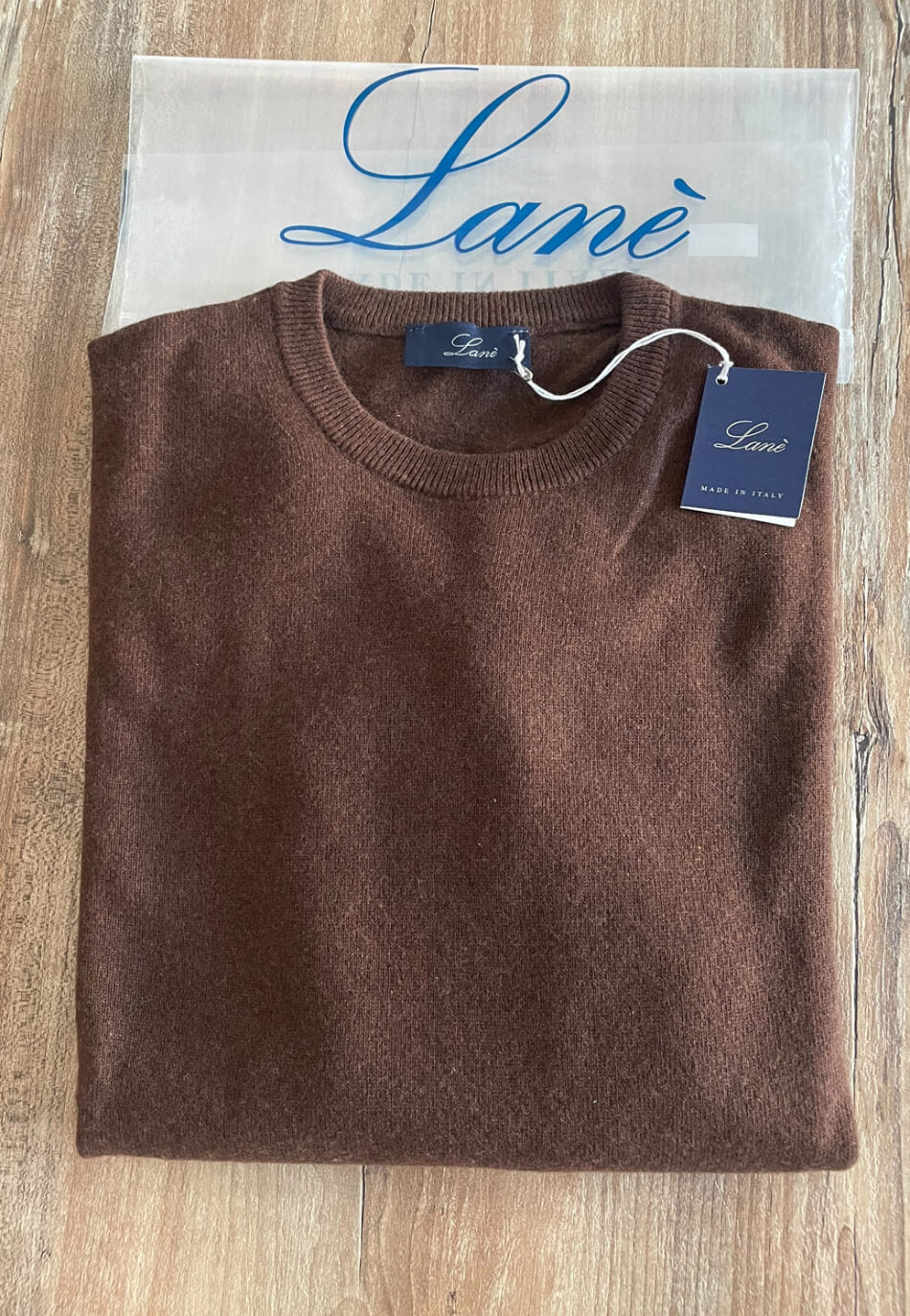 Lané maglia uomo marrone girocollo Cashmere e Lana Made in Italy
