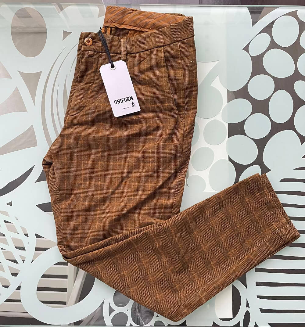 Pantalone Chinos Uomo Uniform Tylor Marrone - Tessuto Invernale Made in Italy