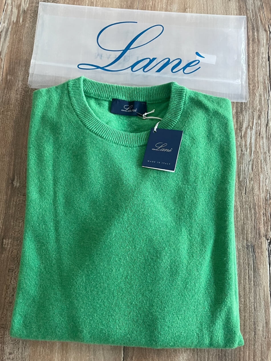 Lané maglia uomo verde girocollo cashmere e Lana made in Italy