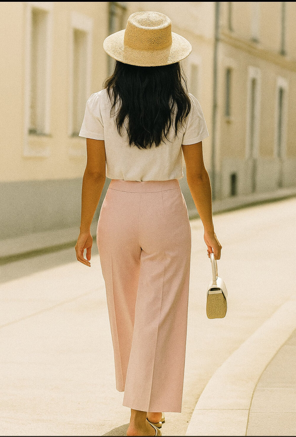 Pantalone Donna a palazzo rosa cipria