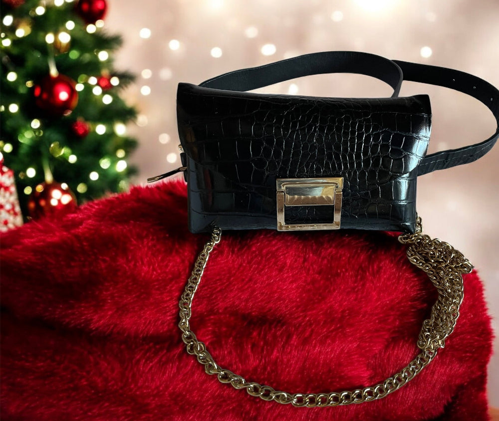 Marsupio Donna Nero con Tracolla - Belt Bag 3 in 1 Multifunzione
