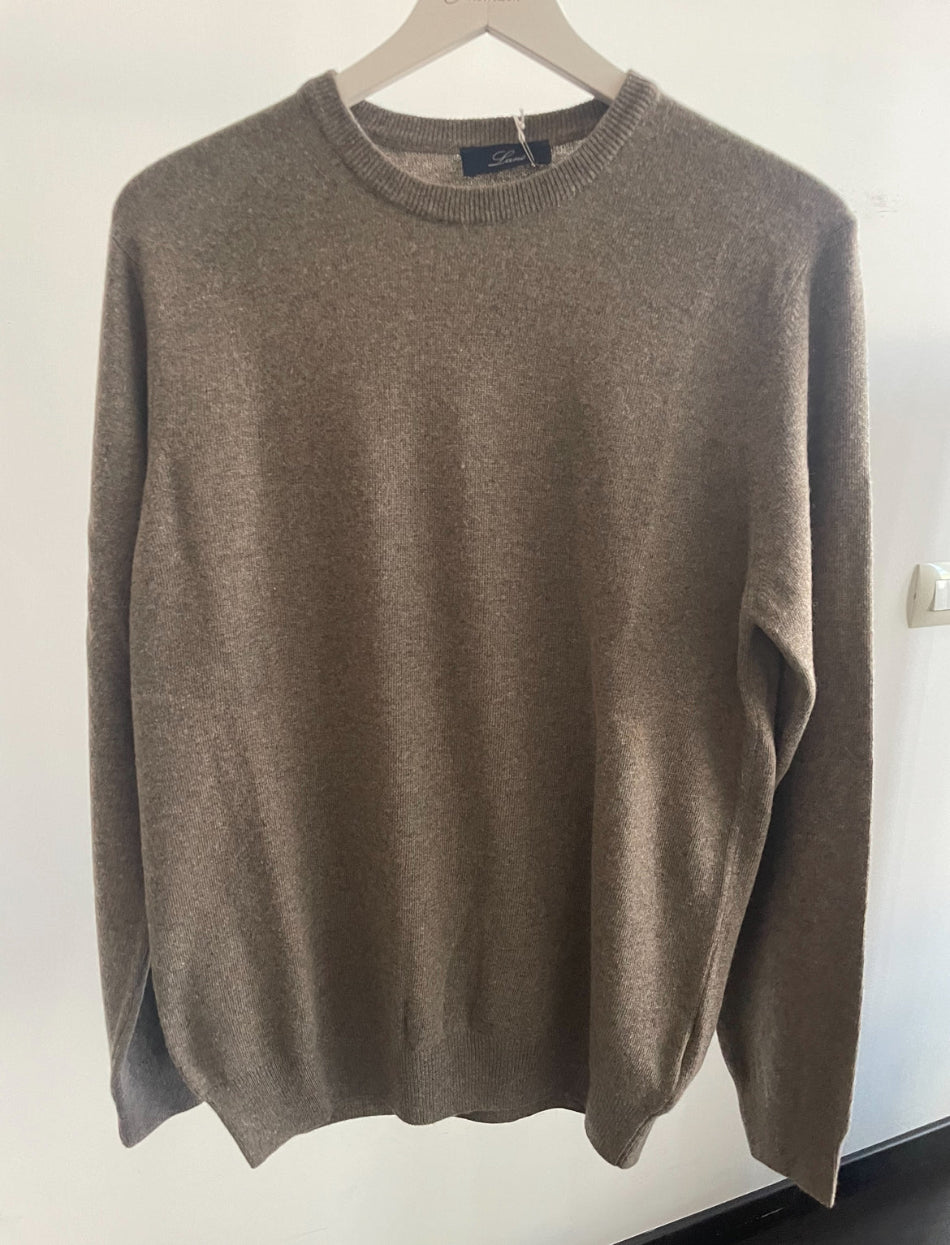 Lané maglia uomo tortora girocollo Cashmere e Lana Made in Italy