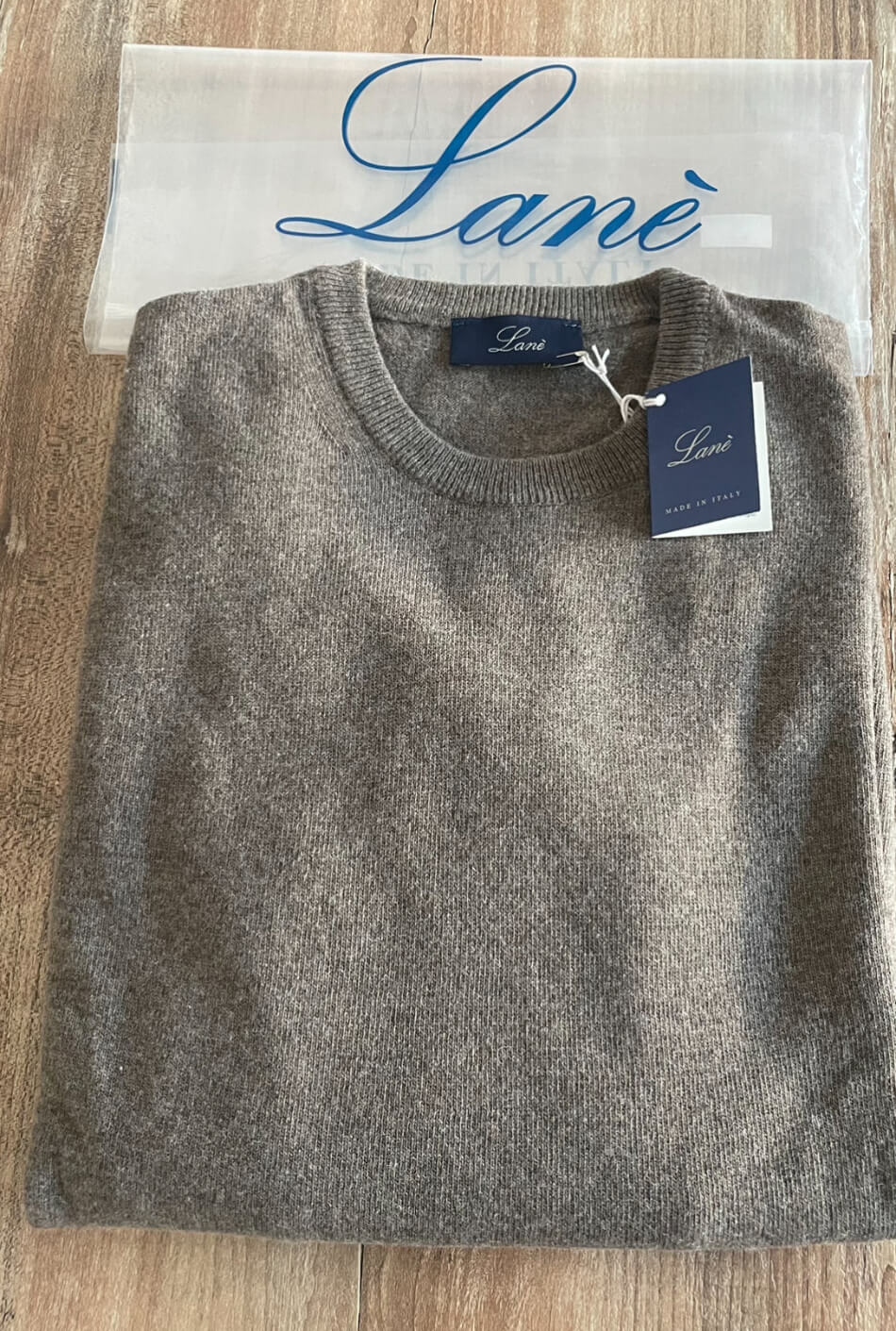 Lané maglia uomo tortora girocollo Cashmere e Lana Made in Italy