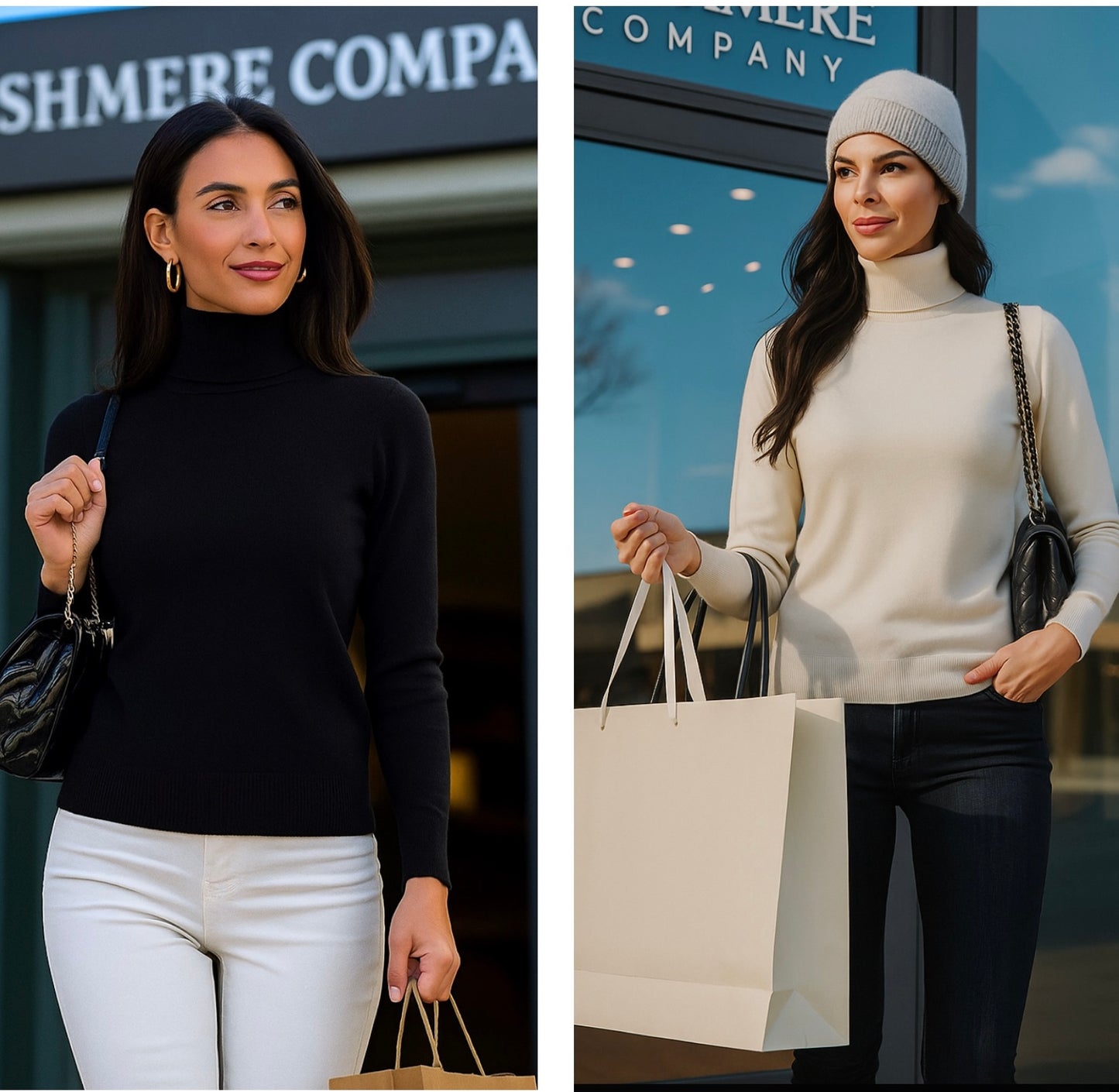 Cashmere Company Maglia Donna dolcevita Nero Cashmere e Lana