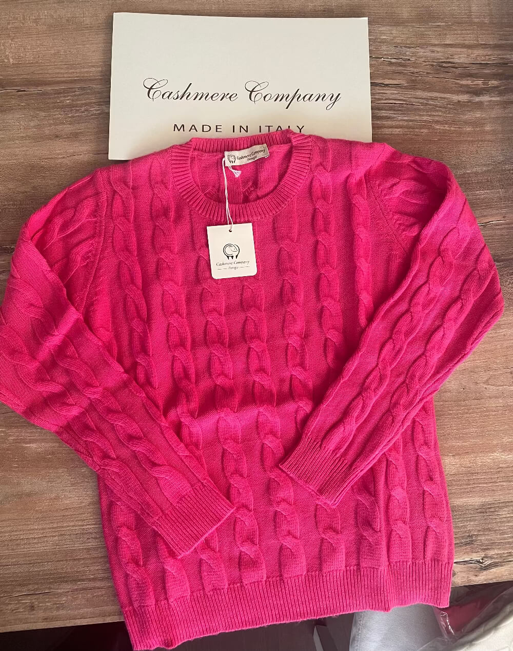 Cashmere Company Maglia Donna Fuxia SC-50% Girocollo Trecce | Lusso Puro: Lana e Cashmere