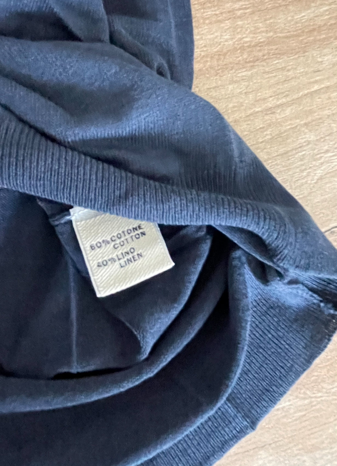 T-shirt uomo in lino e cotone blu Cashmere Company maglia girocollo mezza manica Made in Italy