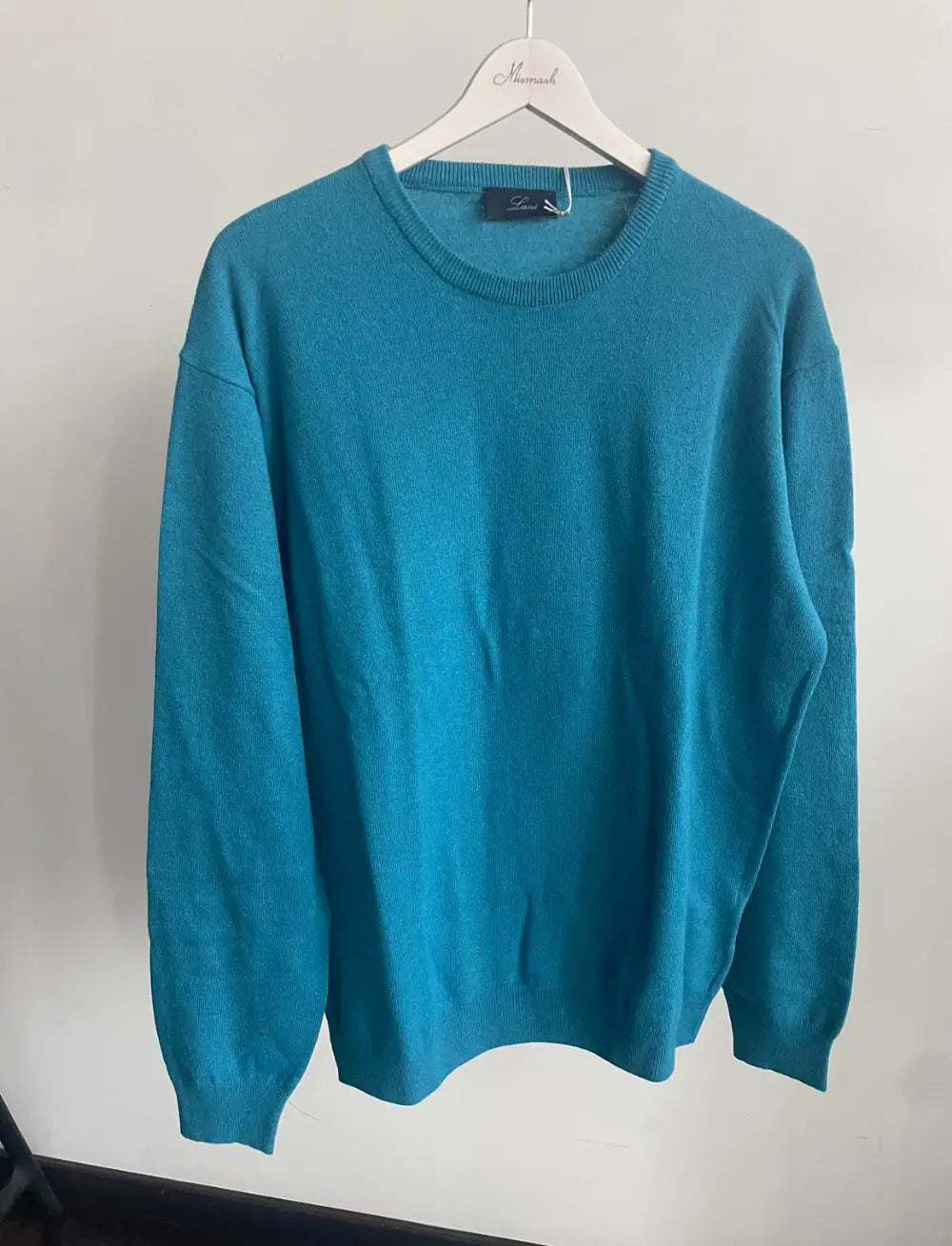 Lanè maglia uomo turchese girocollo Cashmere e lana Made in Italy