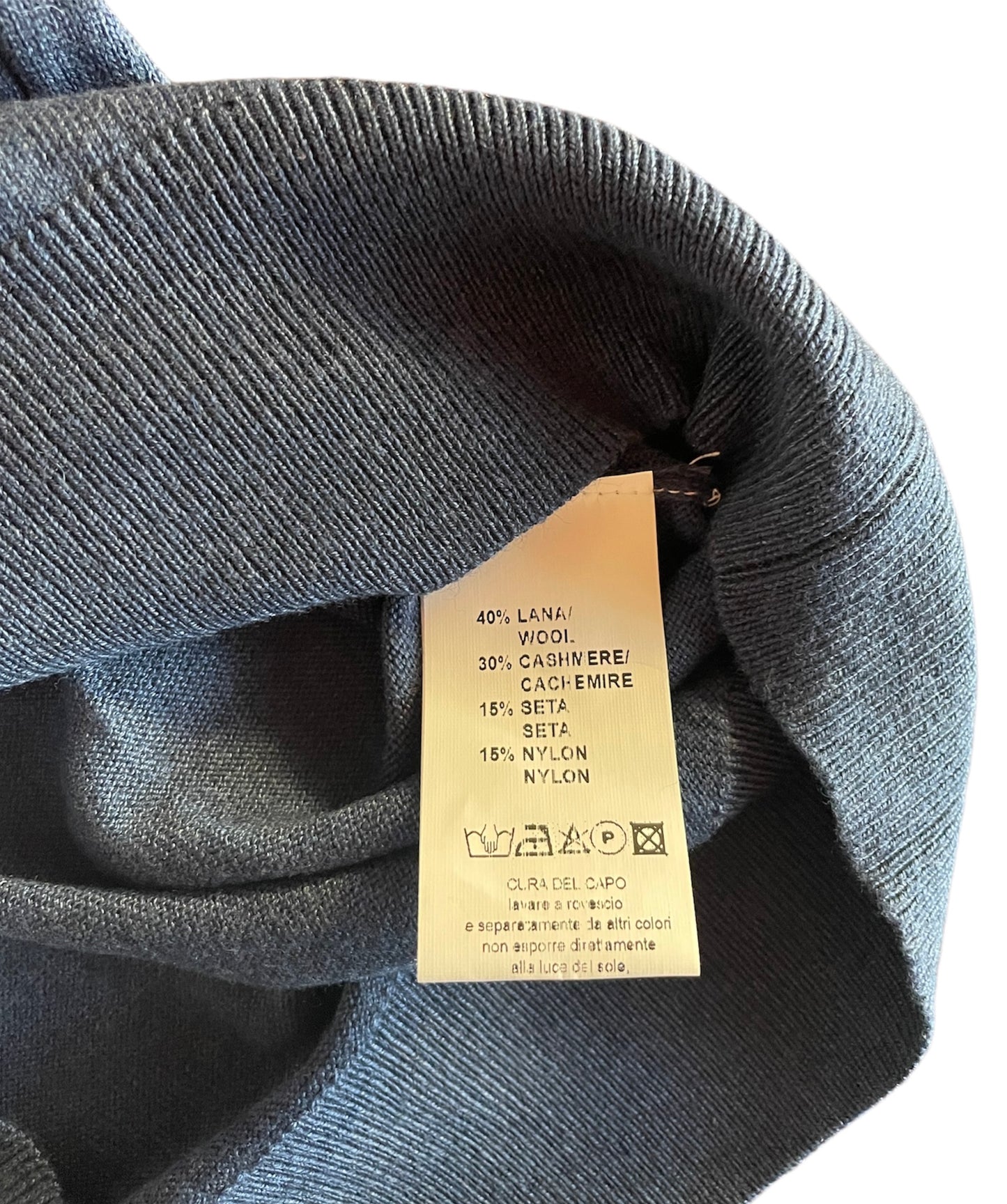 Cashmere Company Maglia Uomo Girocollo Blu Denim Cashmere Lana Seta made in Italy