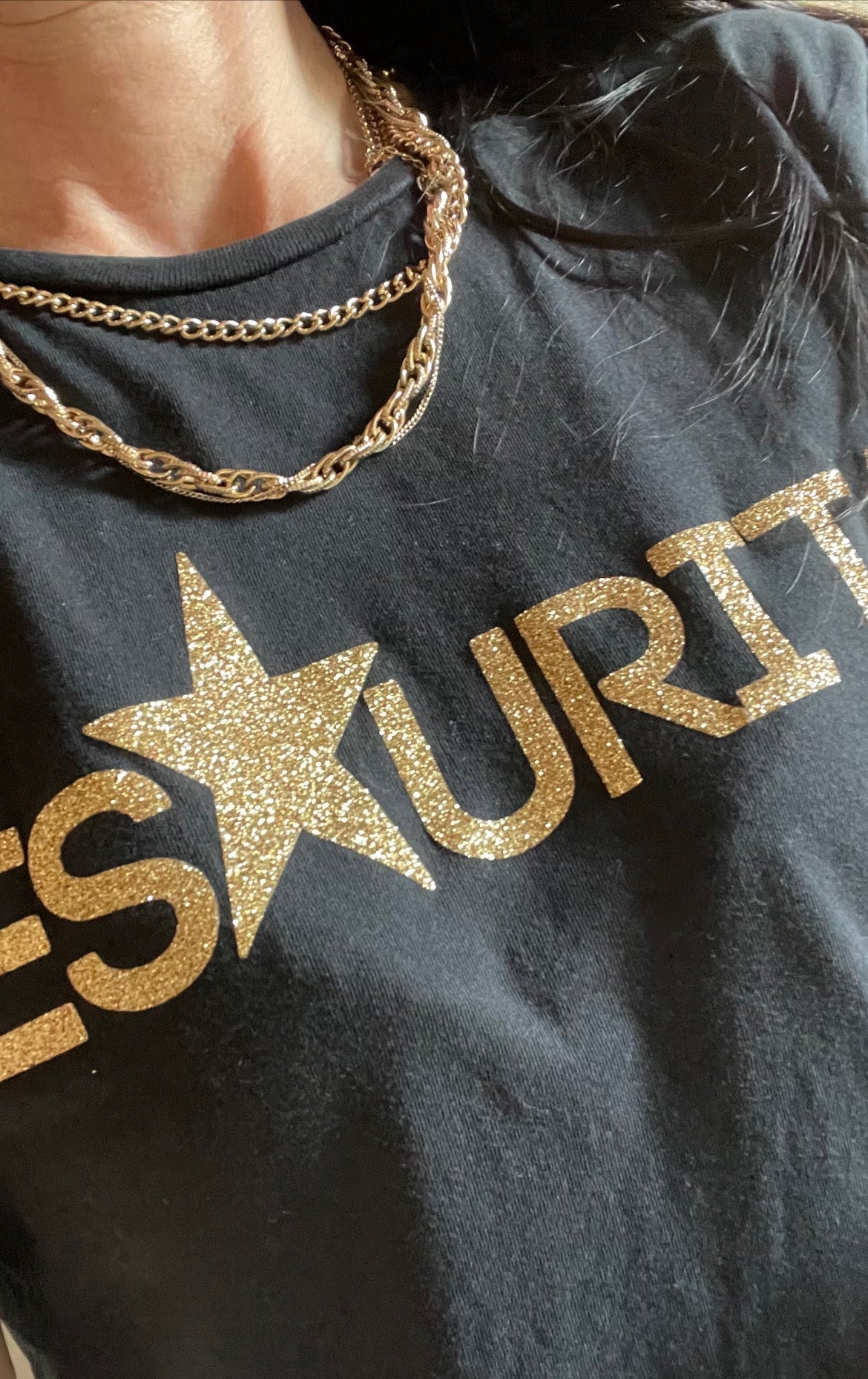 T-shirt Donna Gold Glitter - HYLE Cotone 100%