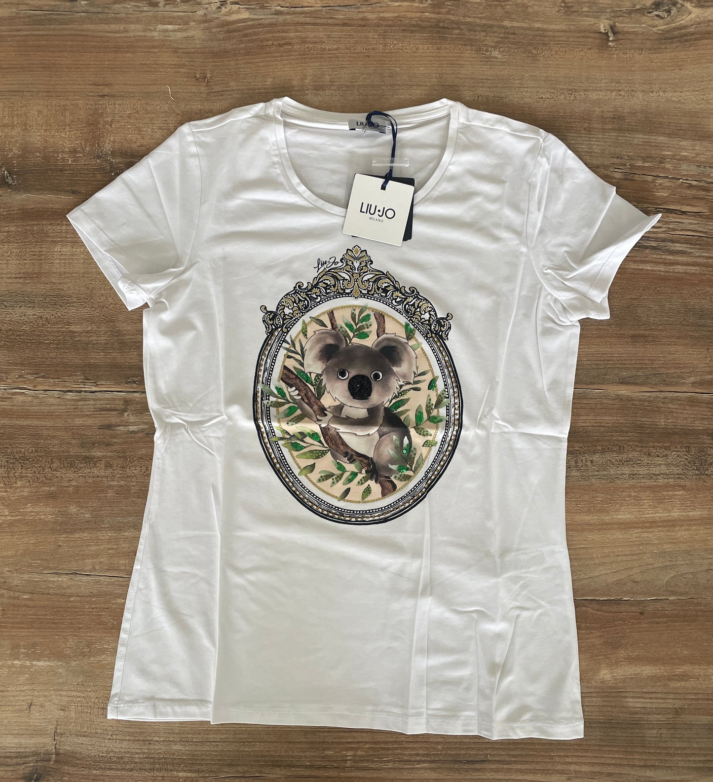 Liu Jo T-shirt Donna bianca manica corta firmata Stampa Koala | Emme Fashion Store