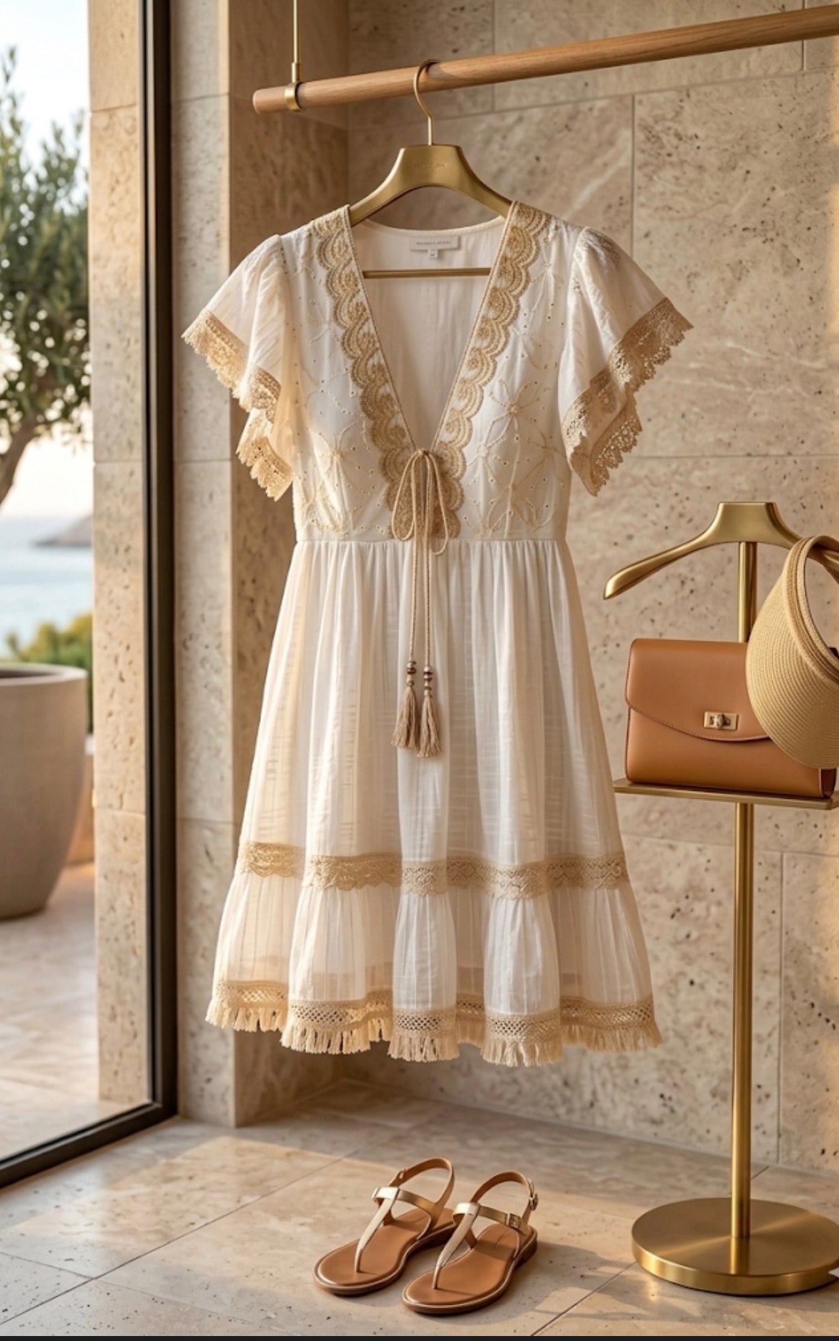 Vestito donna Abito estivo corto Stile Positano colore bianco